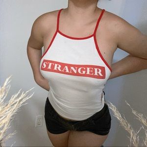 Graphic tee spaghetti strap top